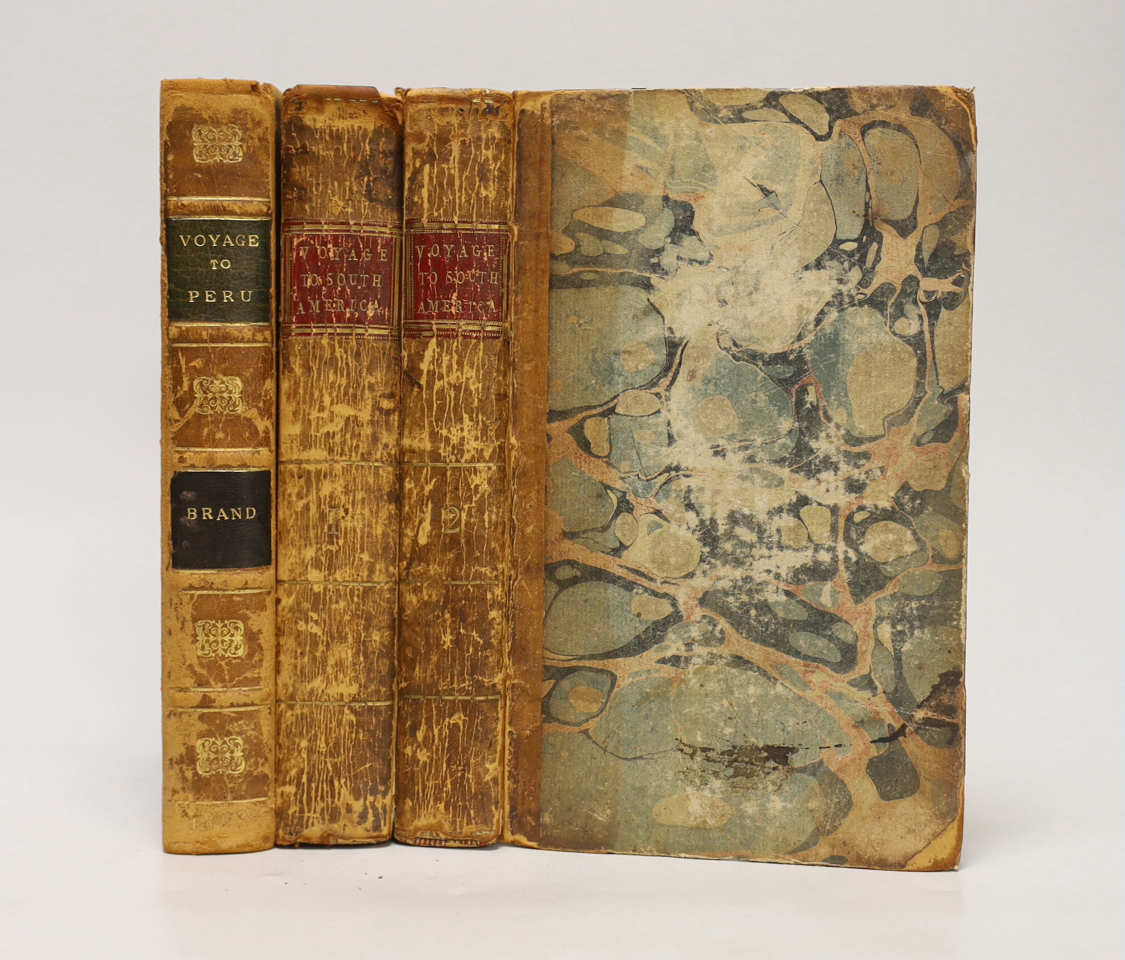 Brand, Lieut. Charles - Journal of a Voyage to Peru: a passage across the Cordillera of the Andes....and a Journey across the Pampas. 4 aquatint plates; later 19th cent. half leather and cloth, gilt decorated and panelle